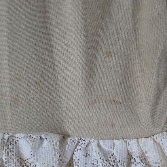 La Belle Baby Doll Bust Smocked Waist Lined Knee Lace Trim Midi Dress VTG Sz 11 - Picture 14 of 14